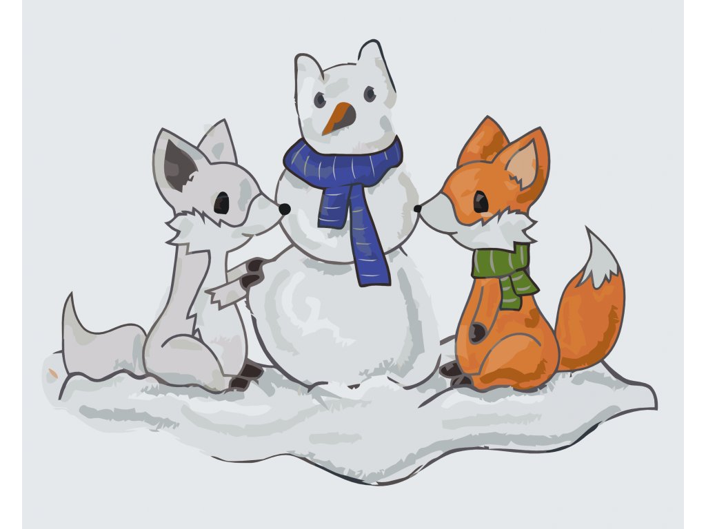 Pintar por Números - El zorro y el muñeco de nieve