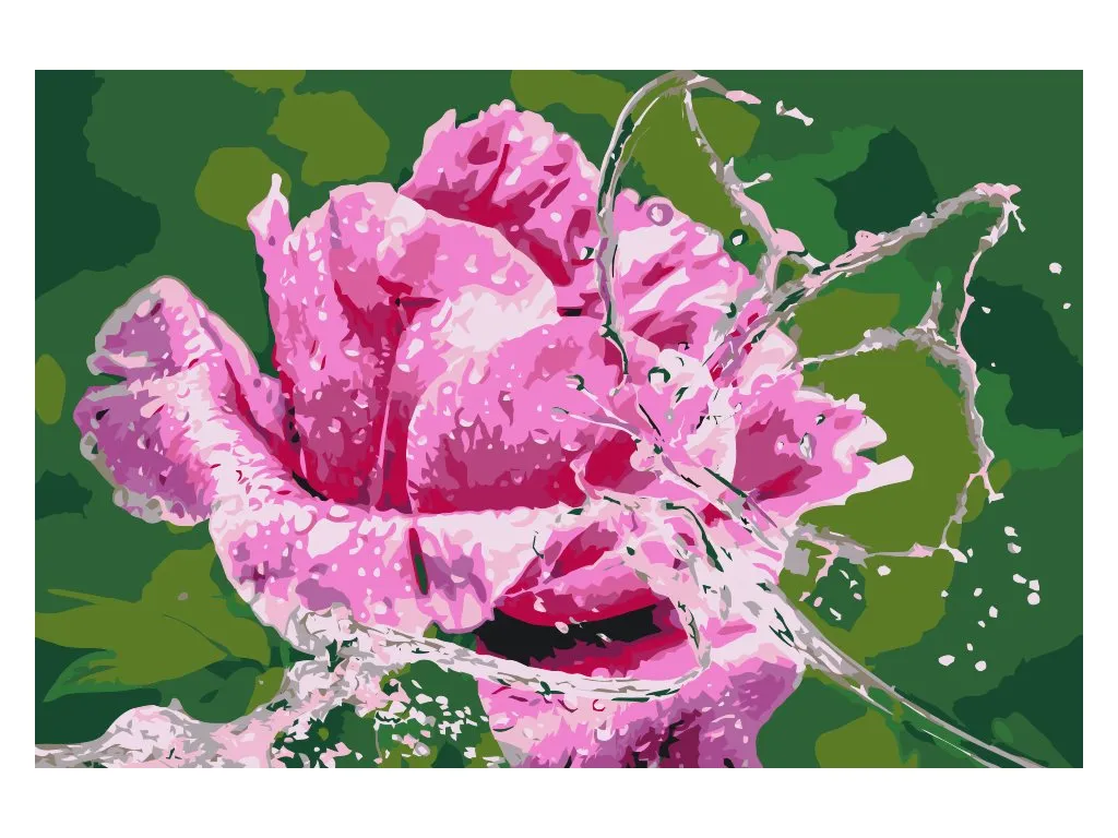 Pintar por Números - Rosa y mariposa de gotas