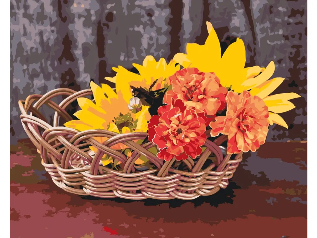 Pintar por Números - Cesta con flores