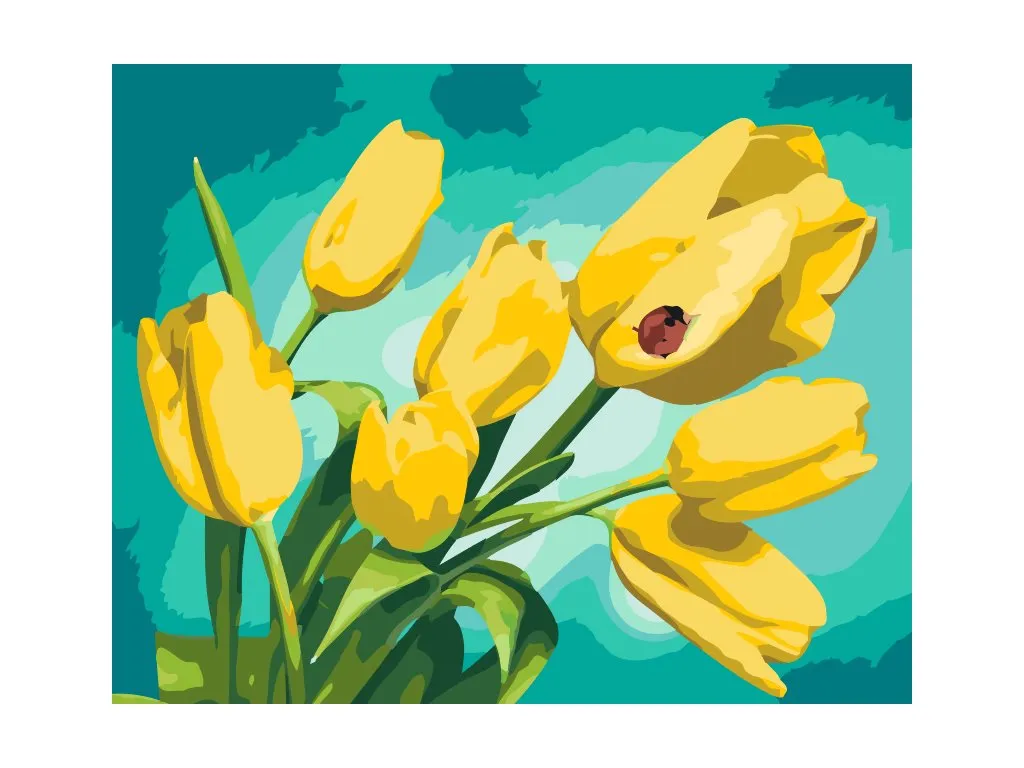 Pintar por Números - Tulipanes y mariquitas