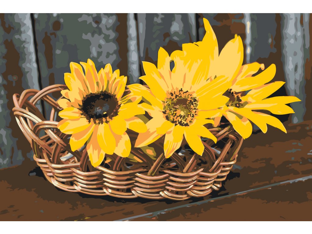 Pintar por Números - Cesta con girasoles