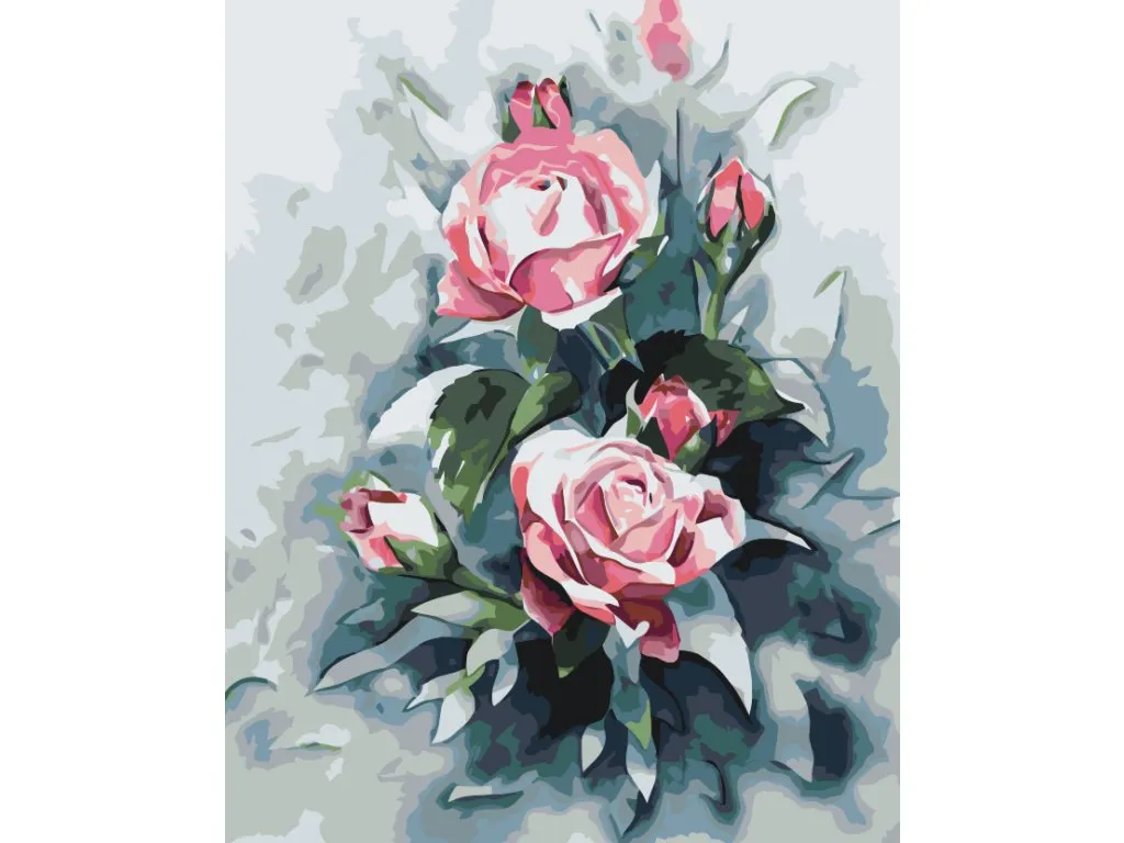 Pintar por Números - Ramo de rosas rosa pastel