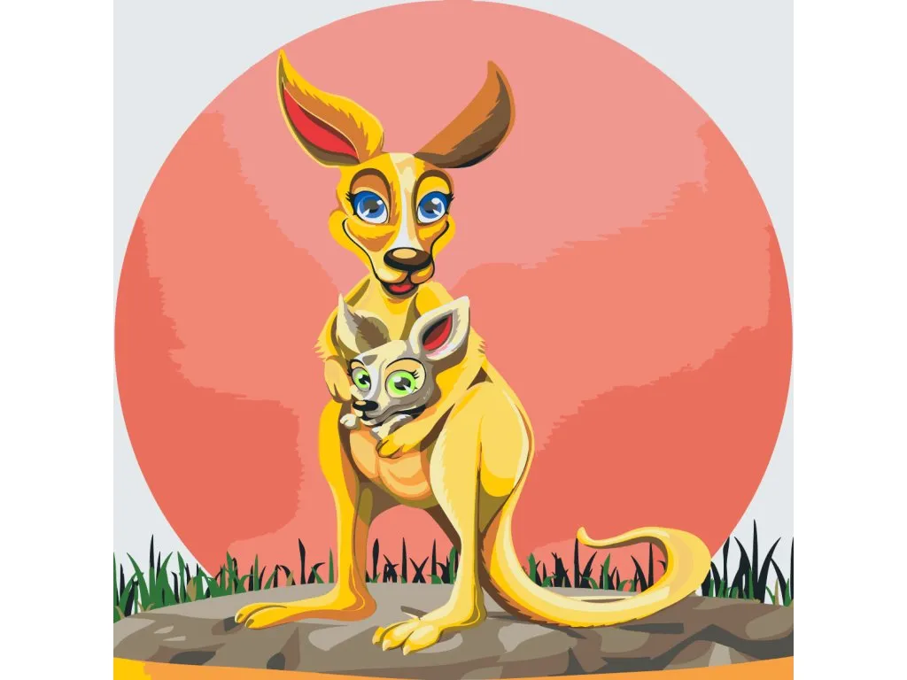Pintar por Números - Canguro con cachorro
