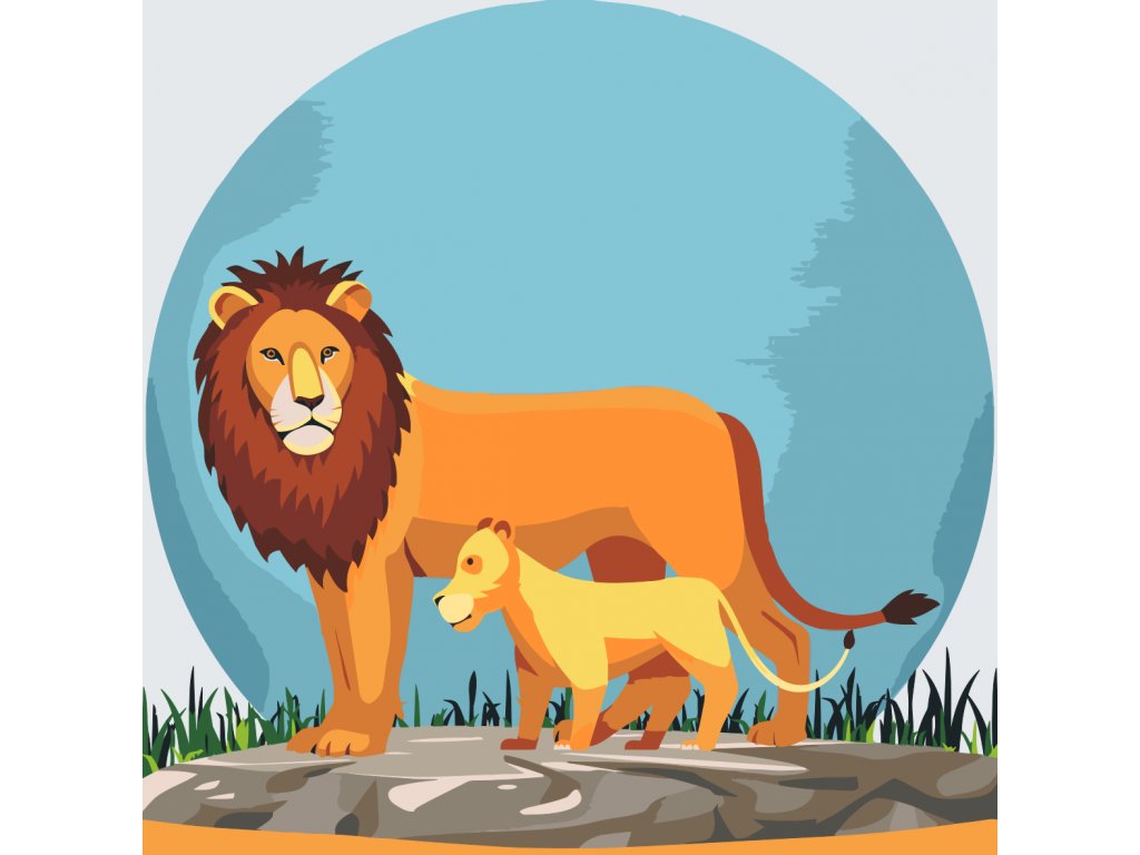 Pintar por Números - León con cachorro