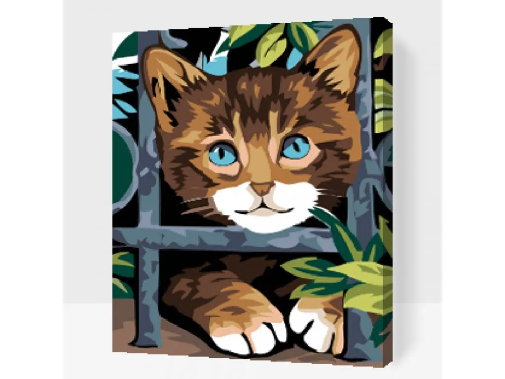 Pintar por Números - Gato detrás de la valla