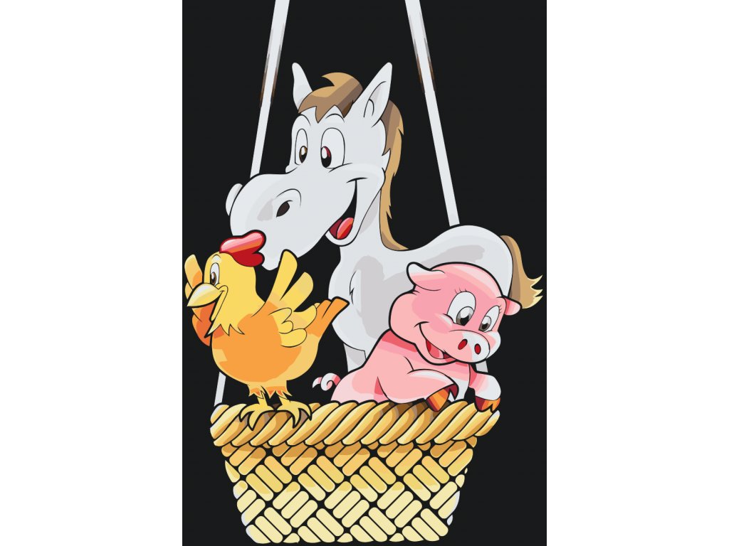 Pintar por Números - Caballo, cerdo y pollo