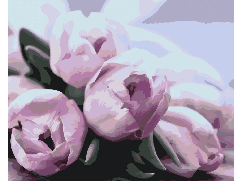 Pintar por Números - Tulipanes morados sobre la mesa