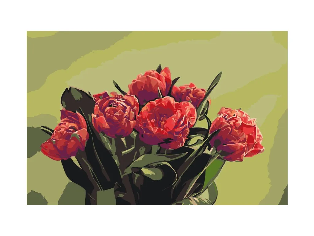 Pintar por Números - Ramo de tulipanes rojos