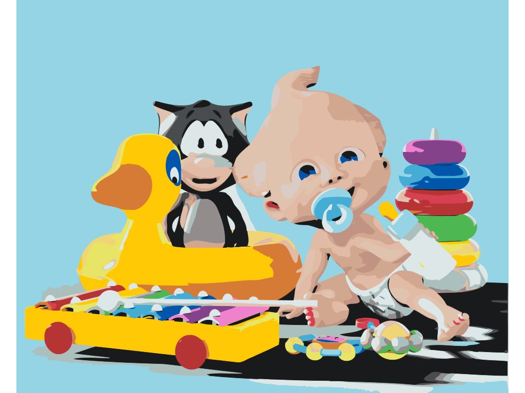 Pintar por Números - Un niño y sus juguetes