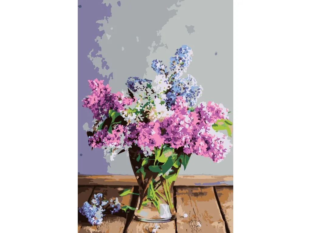 Pintar por Números - Lilas en un jarrón