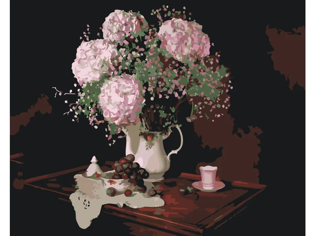 Pintar por Números - Ramo de hortensias