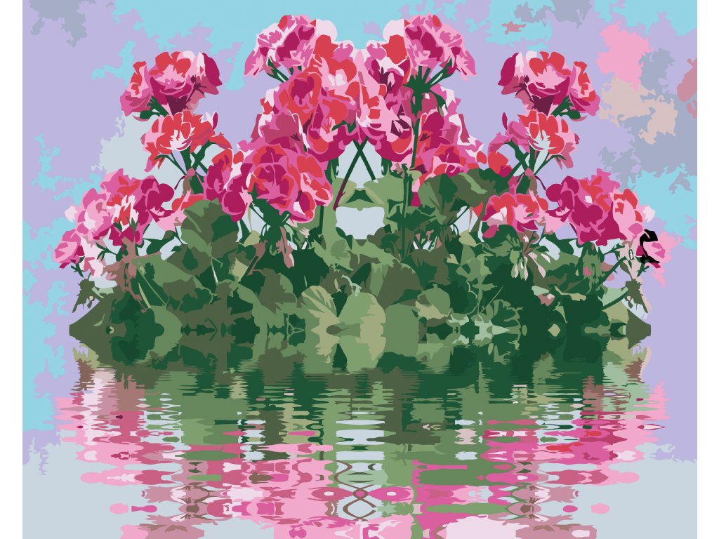 Pintar por Números - Pelargonium en el agua