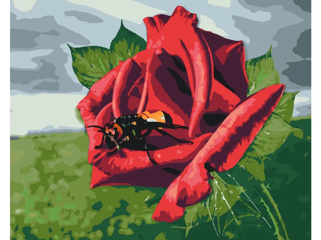 Pintar por Números - Abeja en una rosa