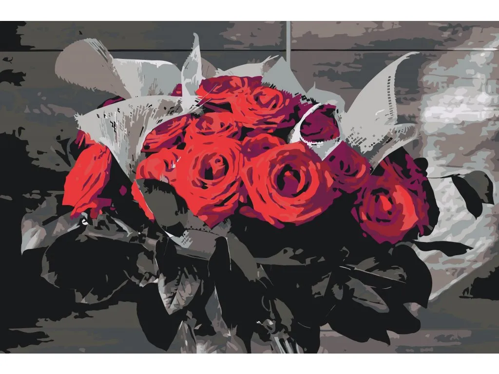 Pintar por Números - Ramo de rosas rojas