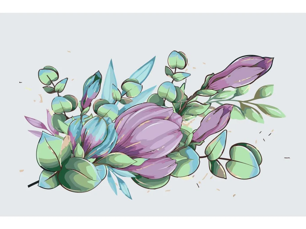Pintar por Números - Flores moradas