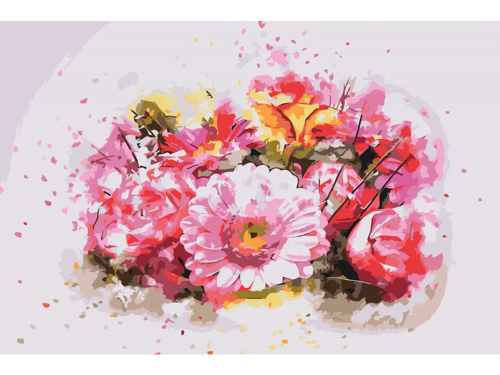Pintar por Números - Ramo de flores rosas