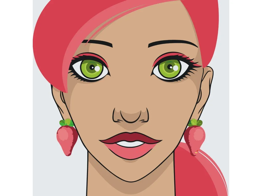 Pintar por Números - Mujer con pendientes de fresa