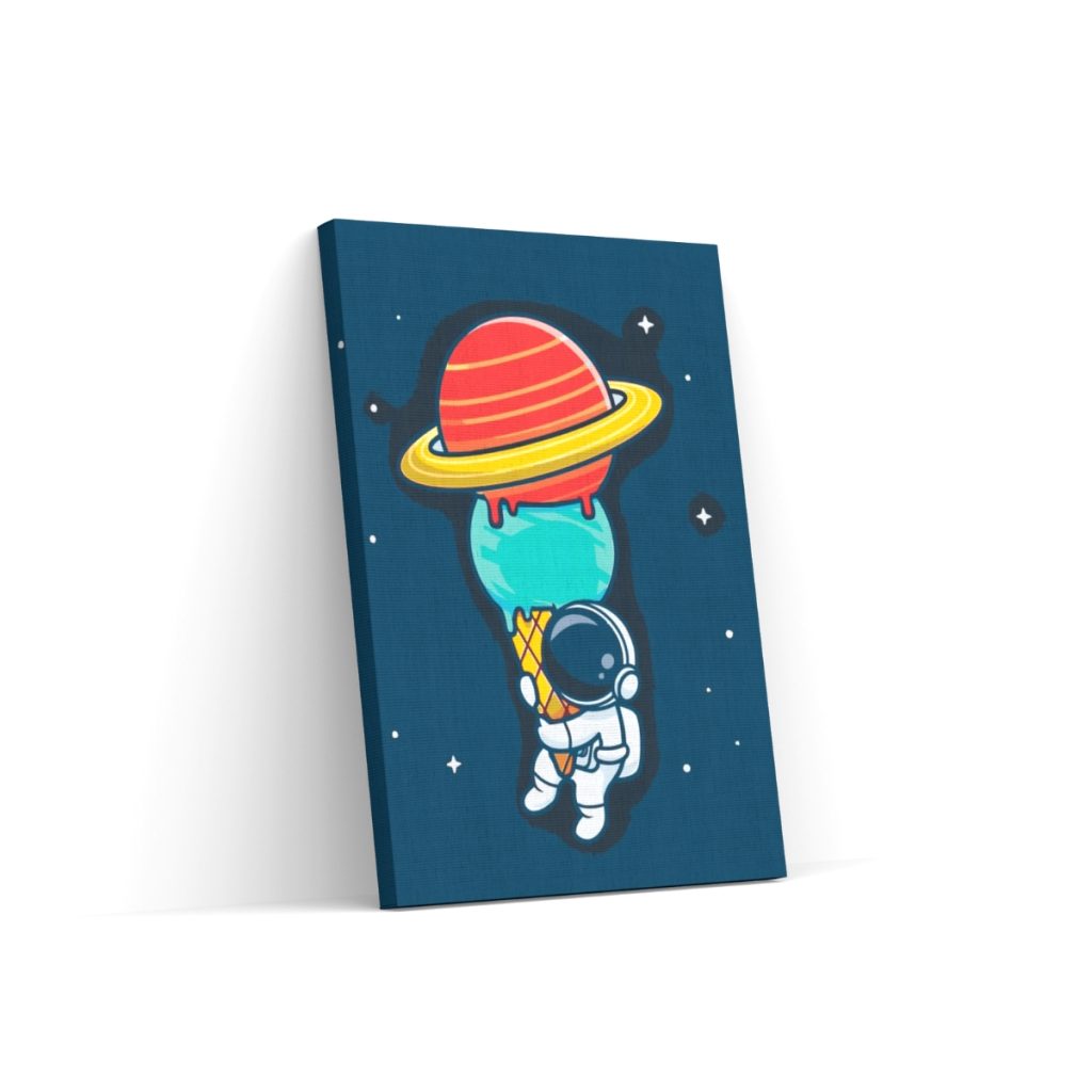 Pintar por Números - Astronauta con un cono de planetas