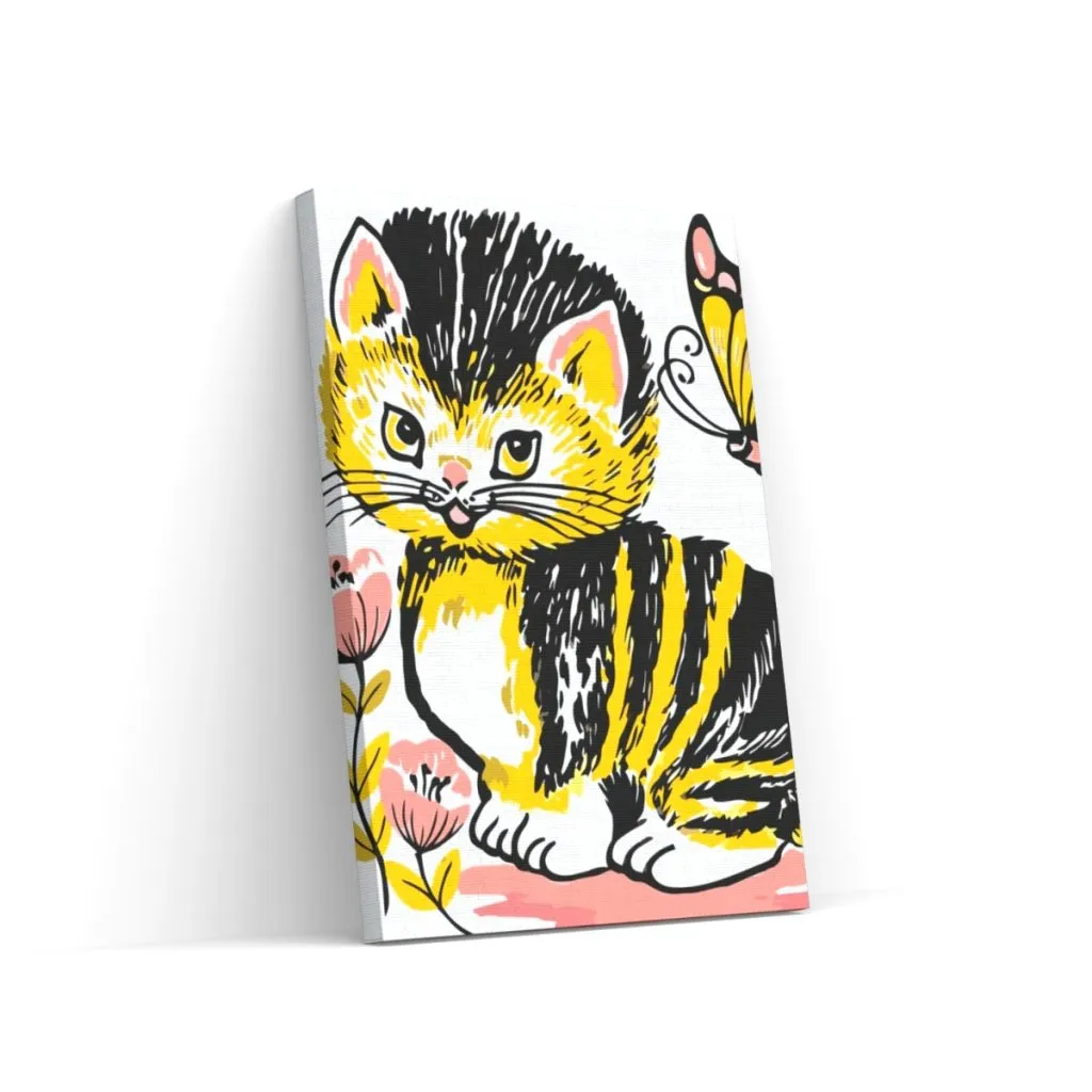 Pintar por Números - Gato con mariposa