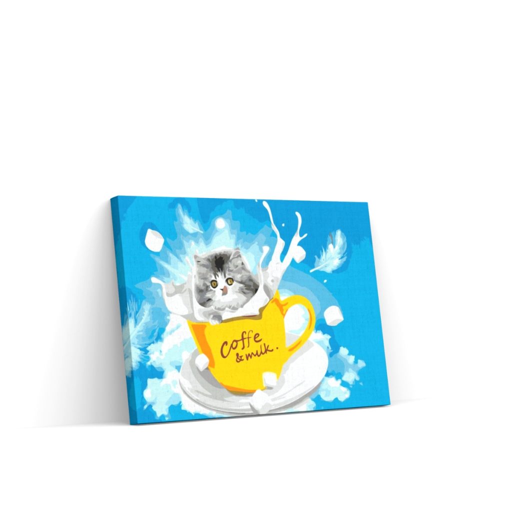 Pintar por Números - Gatito en un vaso de leche