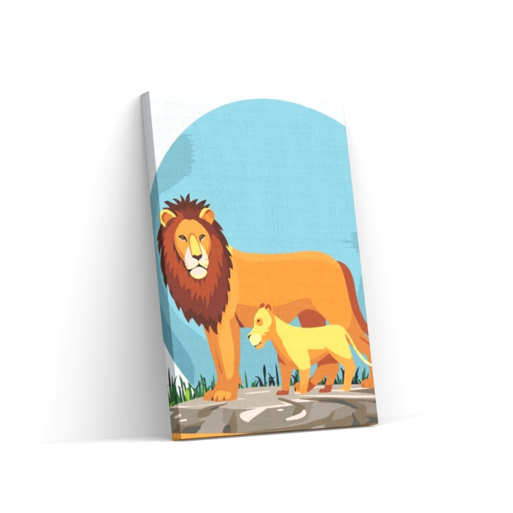 Pintar por Números - León con cachorro