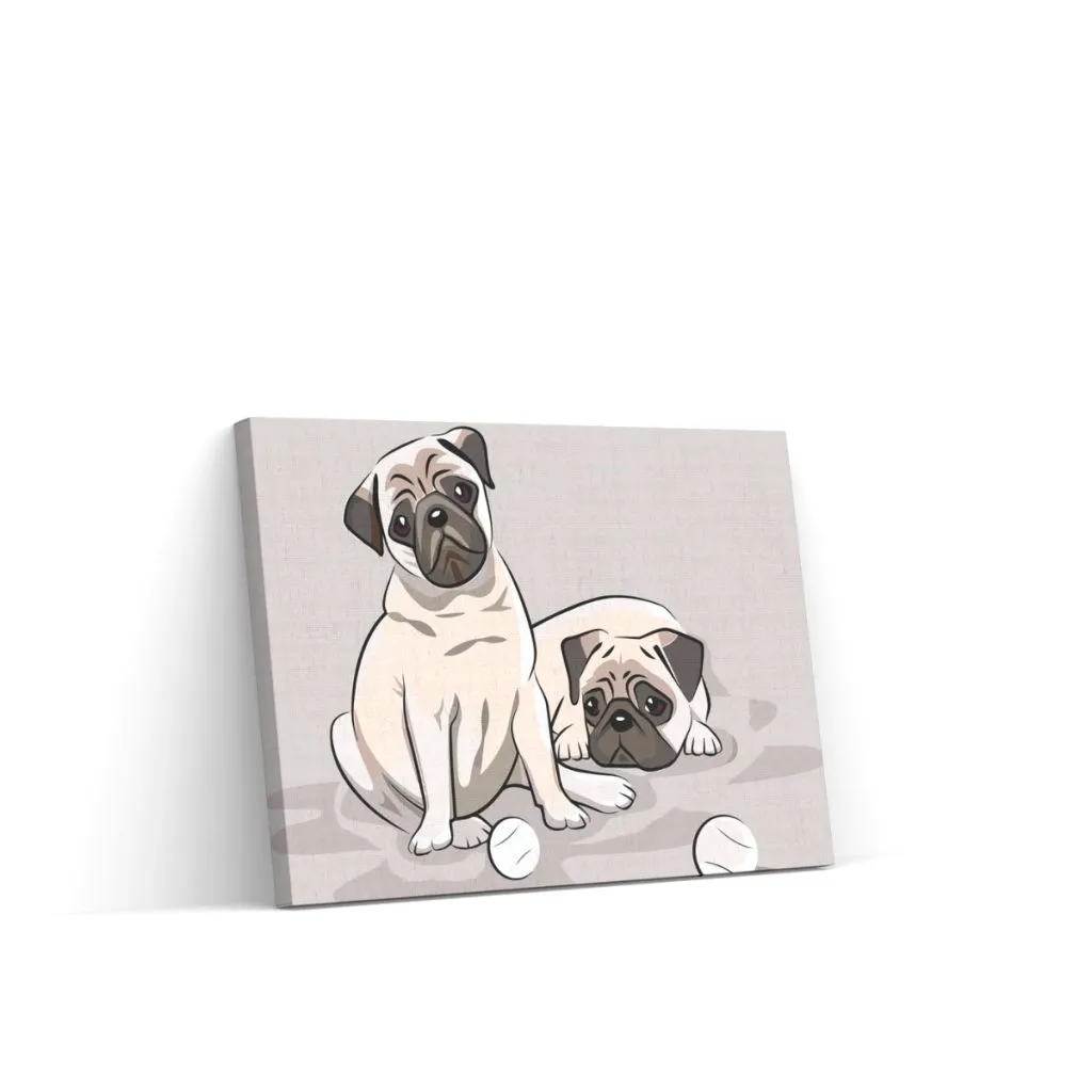 Pintar por Números - Pugs con pelotas