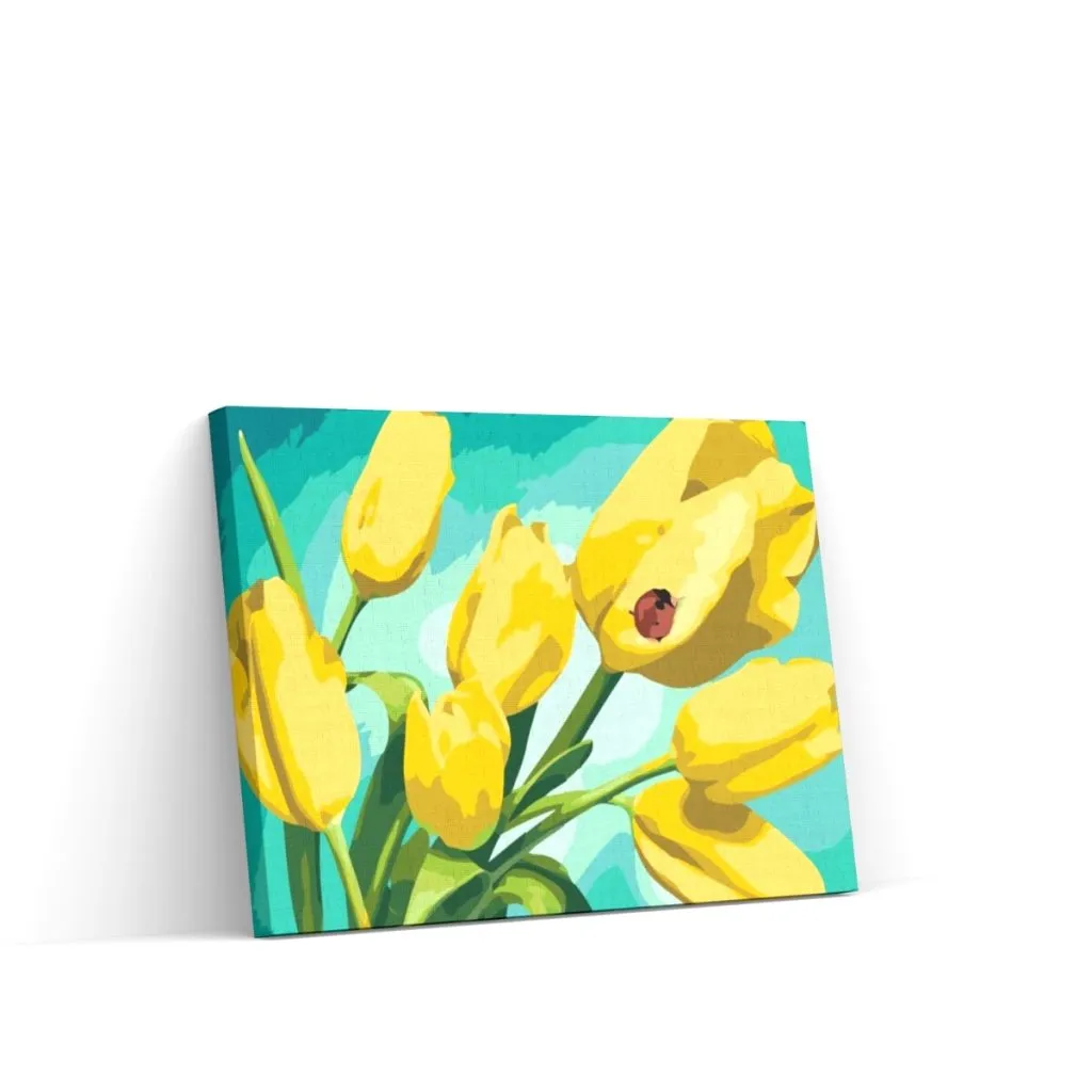 Pintar por Números - Tulipanes y mariquitas