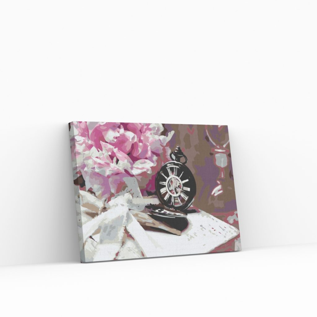 Pintar por Números - Reloj de bolsillo y peonía