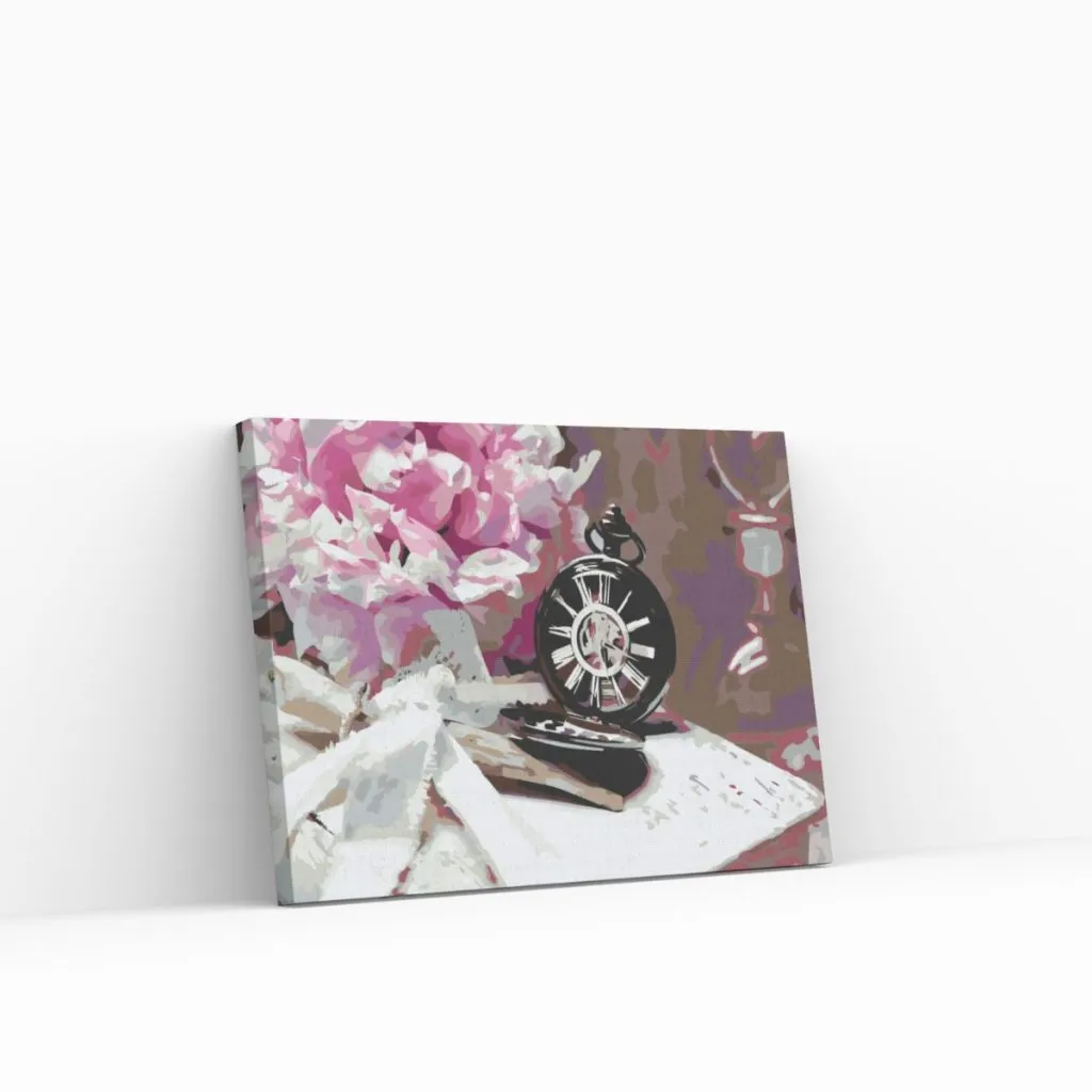 Pintar por Números - Reloj de bolsillo y peonía