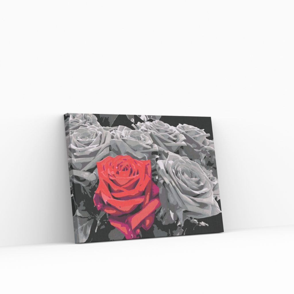 Pintar por Números - Flor roja en un ramo