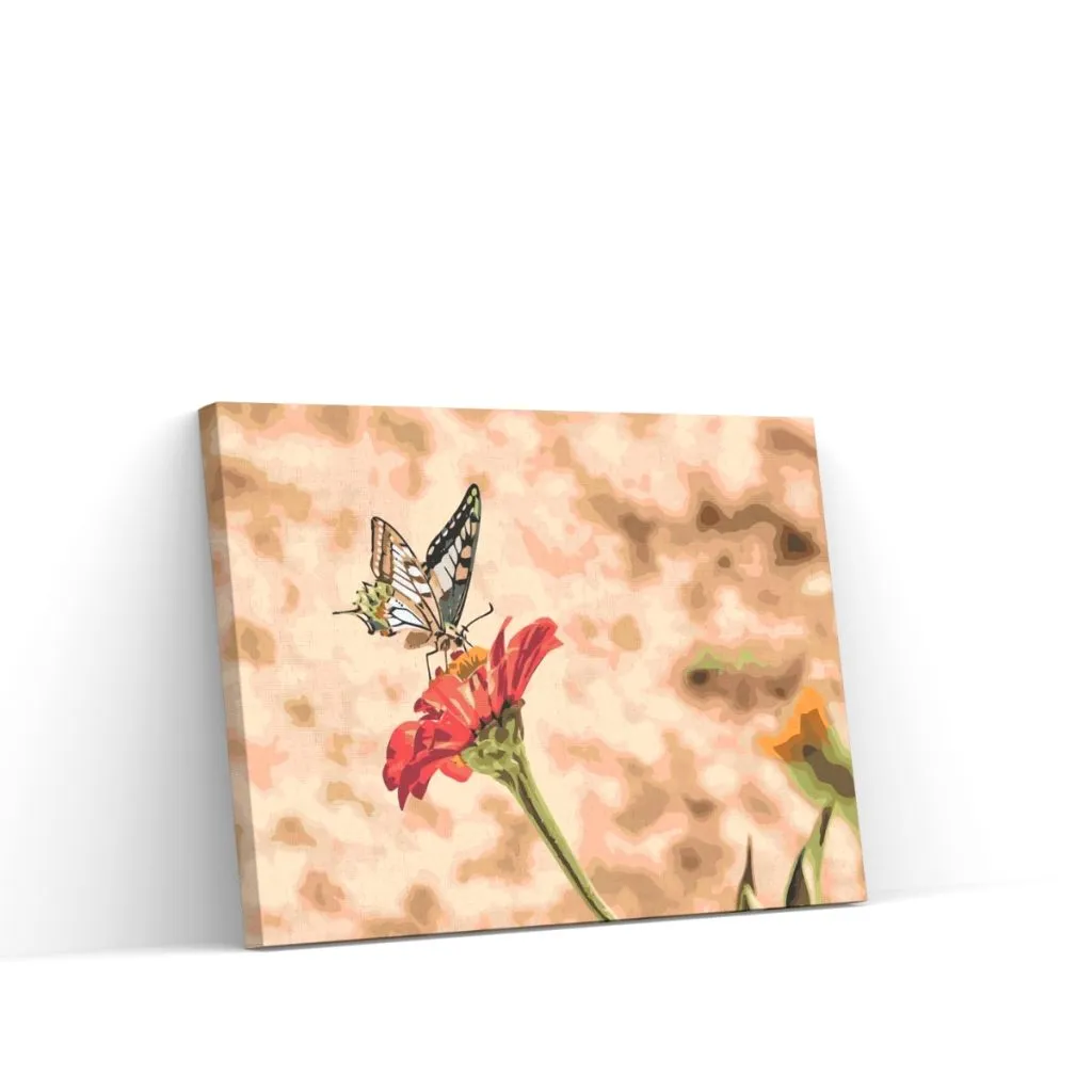 Pintar por Números - Mariposa sobre flor roja 2