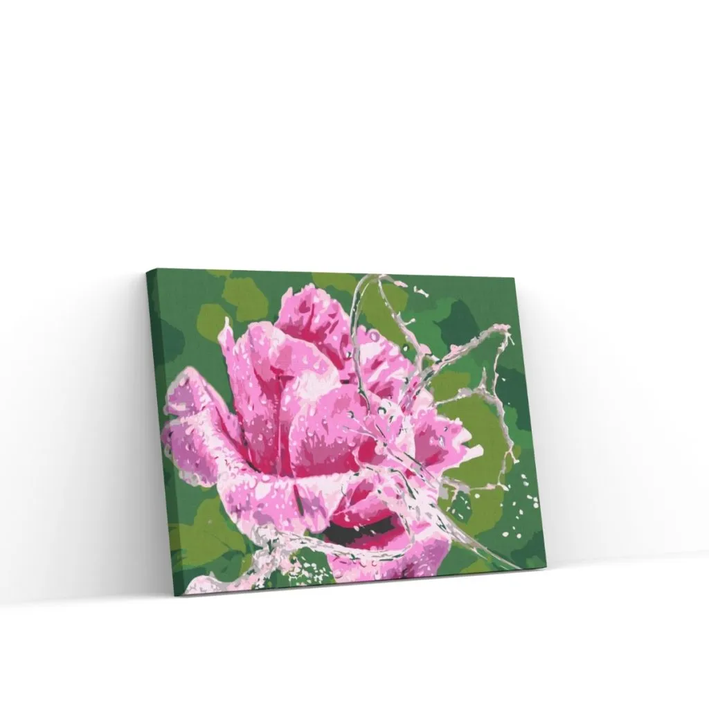 Pintar por Números - Rosa y mariposa de gotas