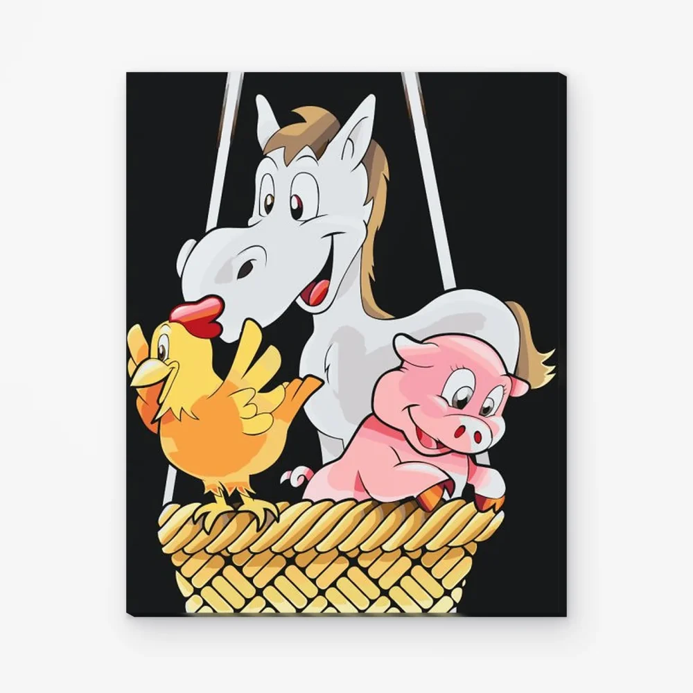 Pintar por Números - Caballo, cerdo y pollo