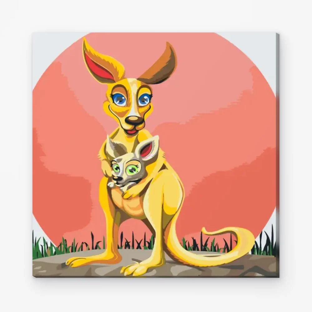 Pintar por Números - Canguro con cachorro