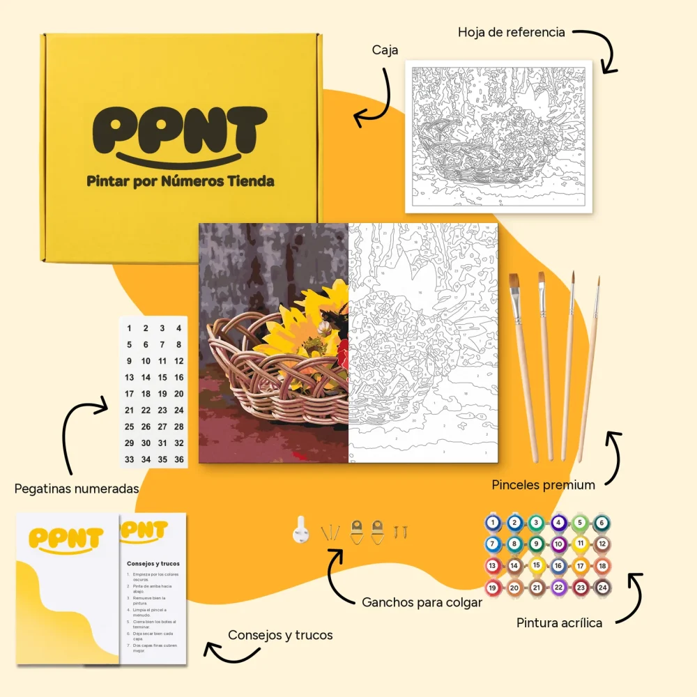 Pintar por Números - Cesta con flores