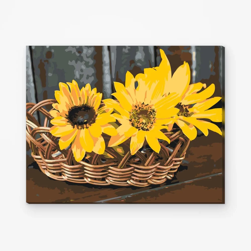 Pintar por Números - Cesta con girasoles