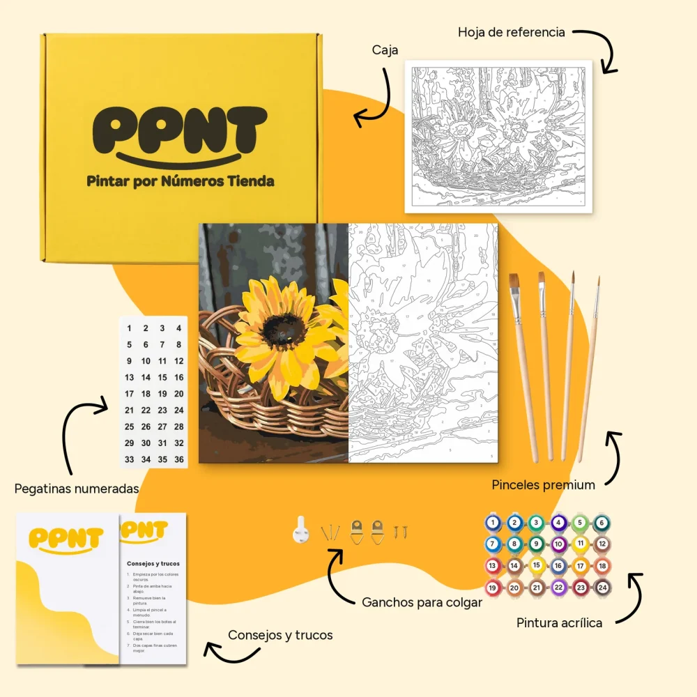 Pintar por Números - Cesta con girasoles
