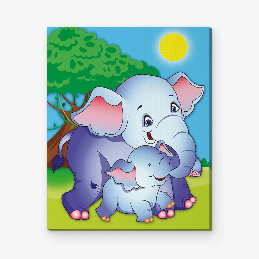 Pintar por Números - Crías de elefante