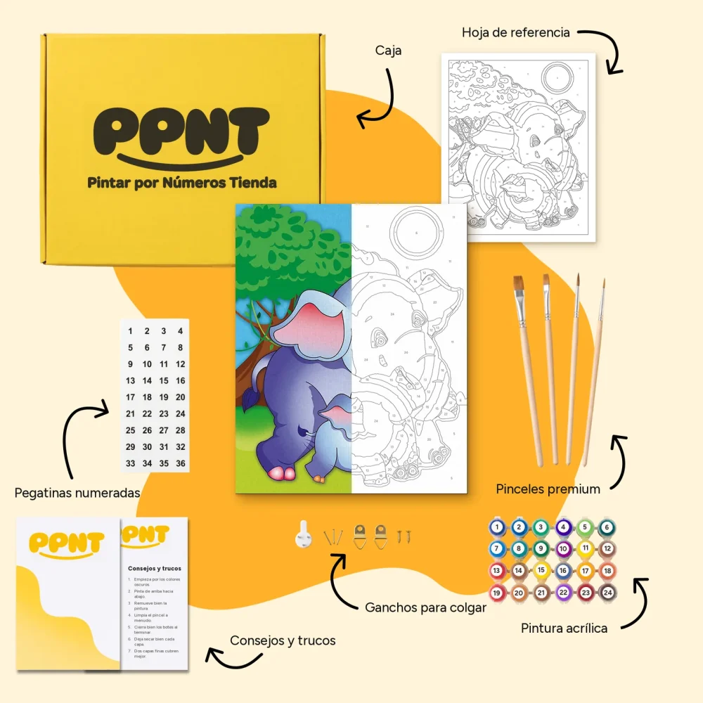 Pintar por Números - Crías de elefante