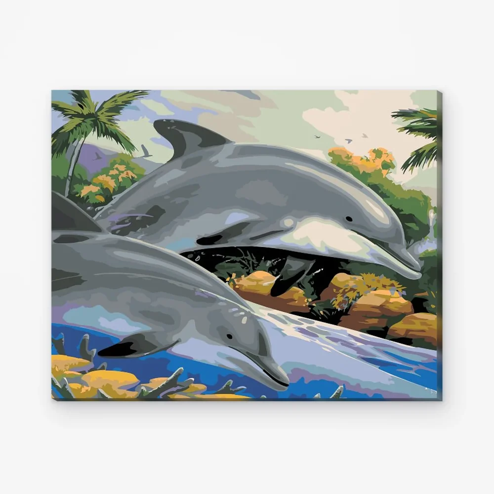 Pintar por Números - Delfines en el mar