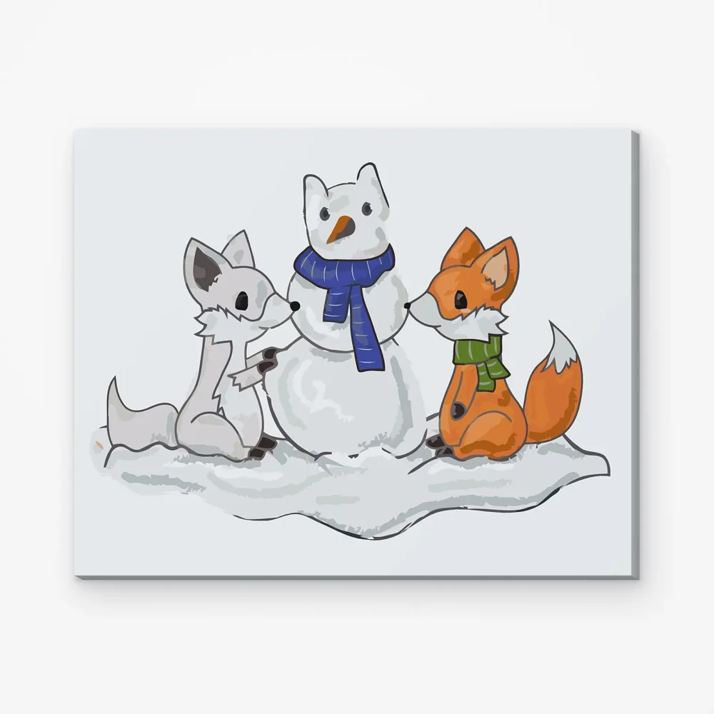 Pintar por Números - El zorro y el muñeco de nieve