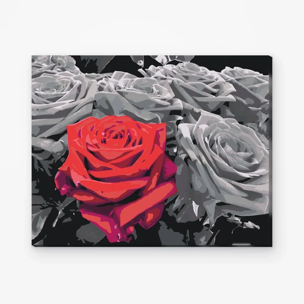 Pintar por Números - Flor roja en un ramo