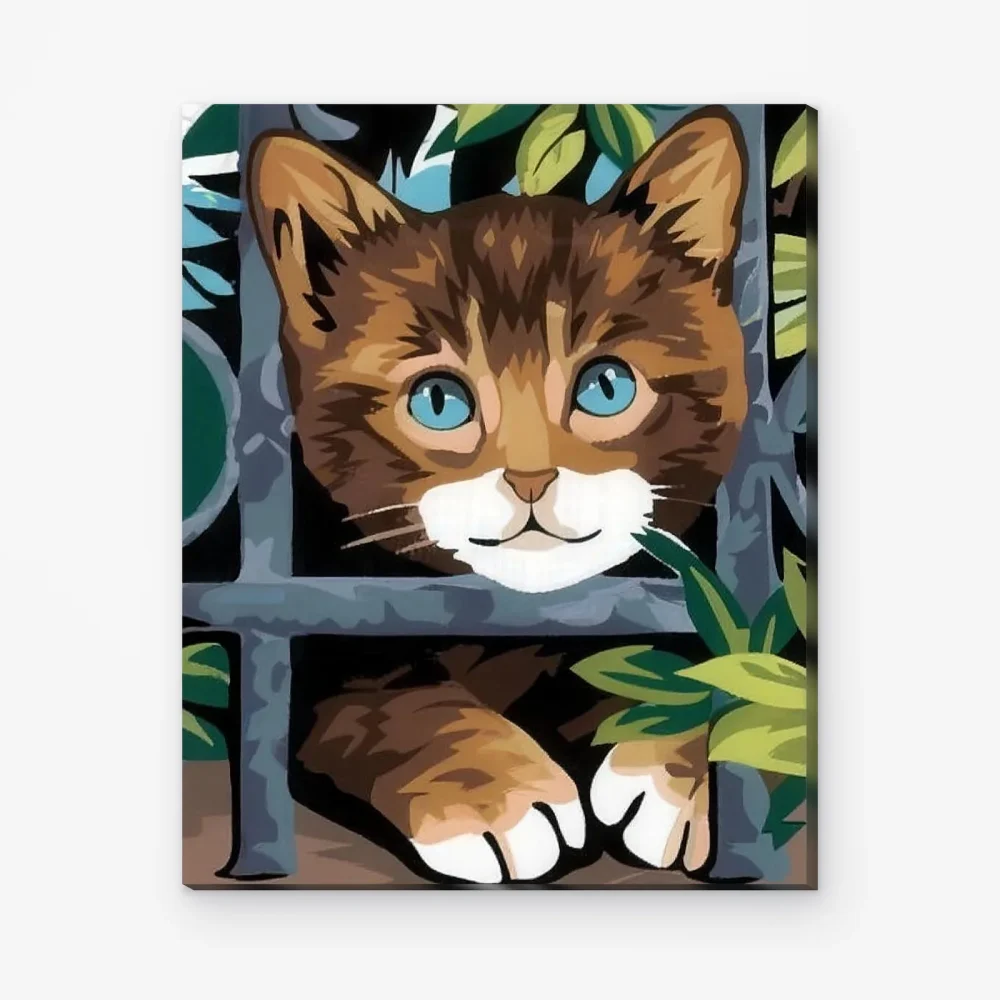 Pintar por Números - Gato detrás de la valla