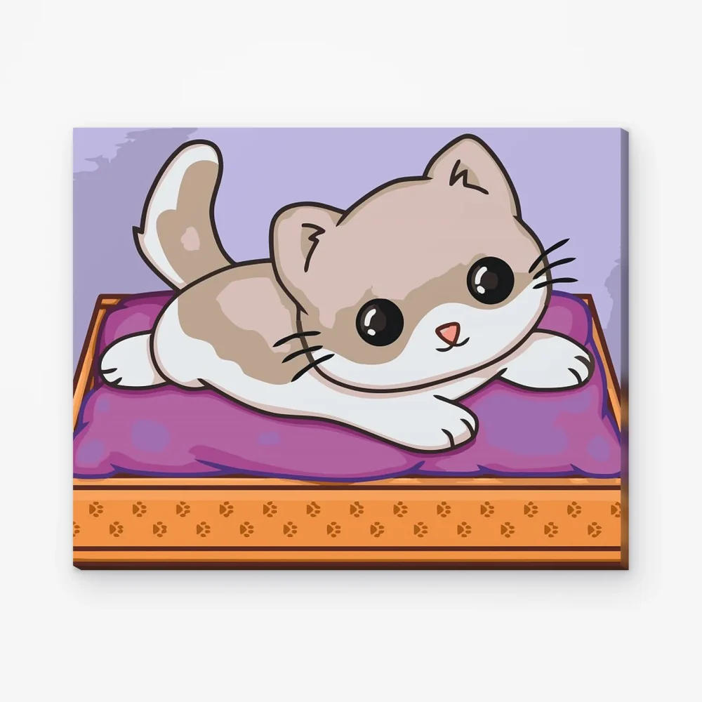Pintar por Números - Gato sobre manta morada