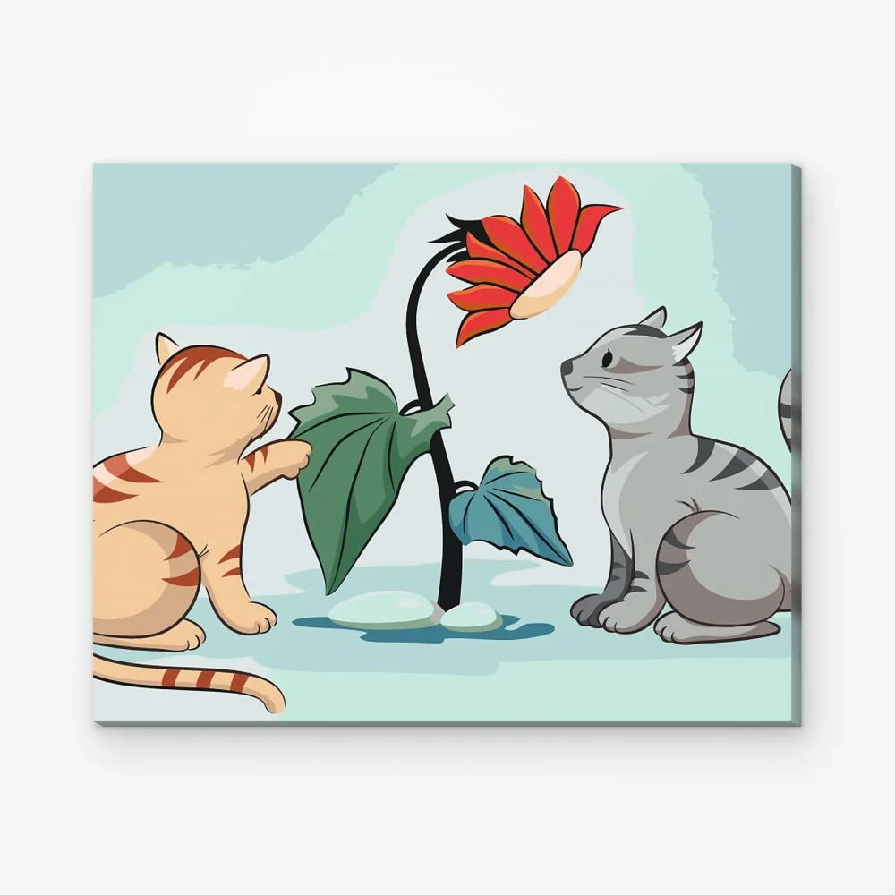 Pintar por Números - Gatos y flores