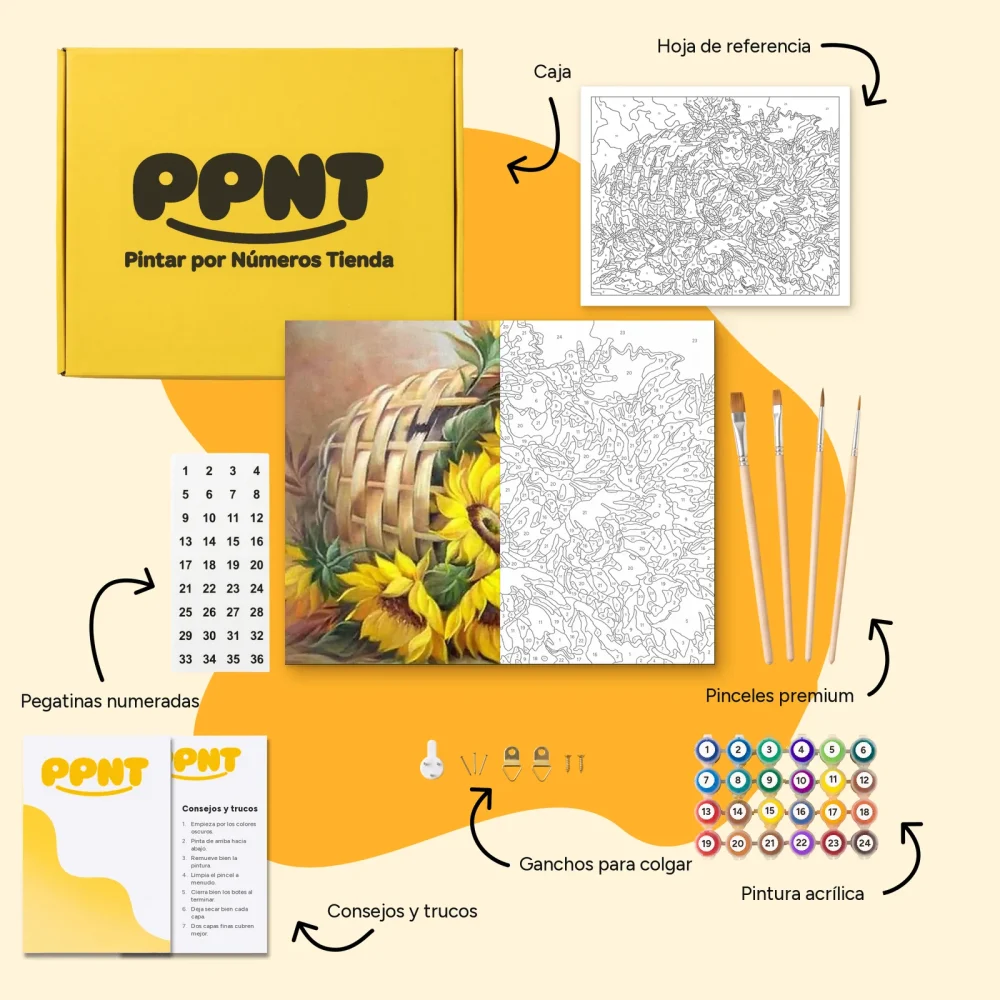 Pintar por Números - Girasoles en cesta
