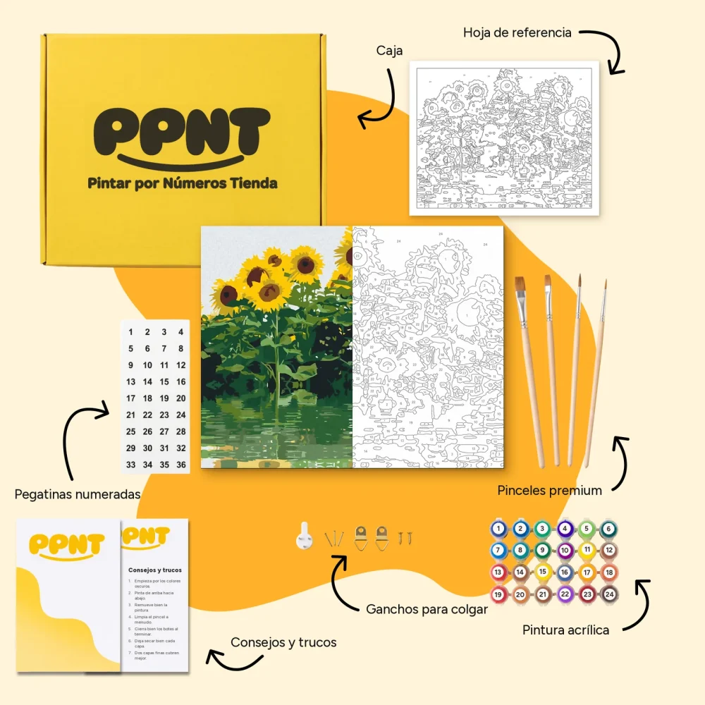 Pintar por Números - Girasoles junto al agua