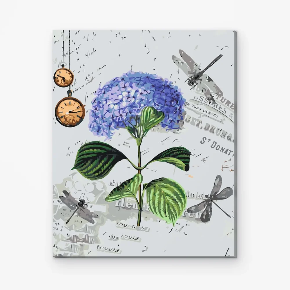 Pintar por Números - Hortensias y libélulas