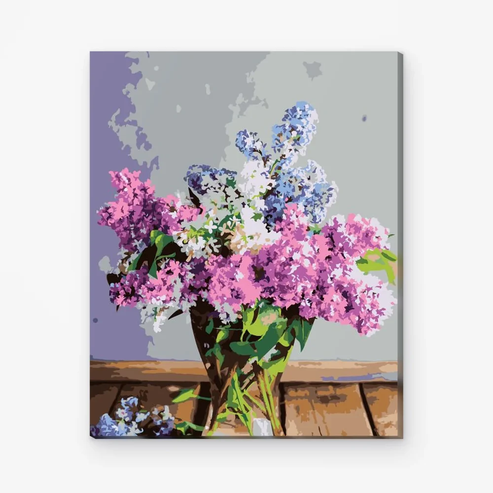 Pintar por Números - Lilas en un jarrón