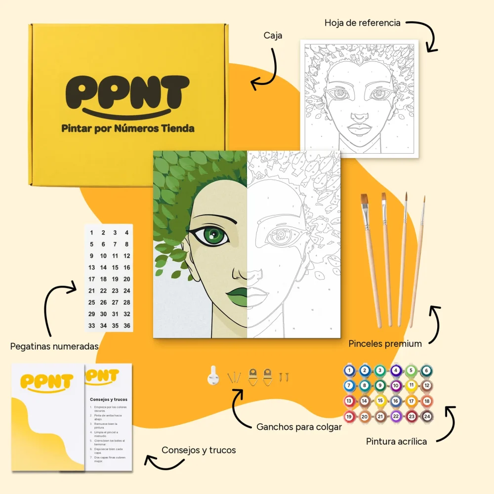 Pintar por Números - Mujer con hojas